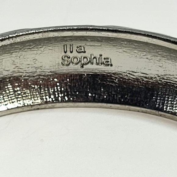 Lia Sophia Silver and Black Rhinestone Accent Bangle Hinged Bracelet - Picture 4 of 7